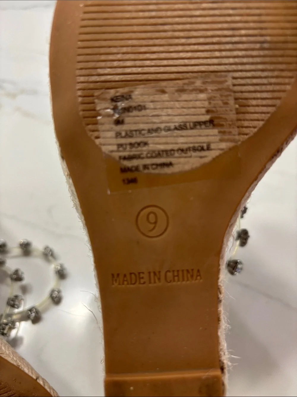 Steven Jeweled Clear Espadrille Wedge - Nude/Clear